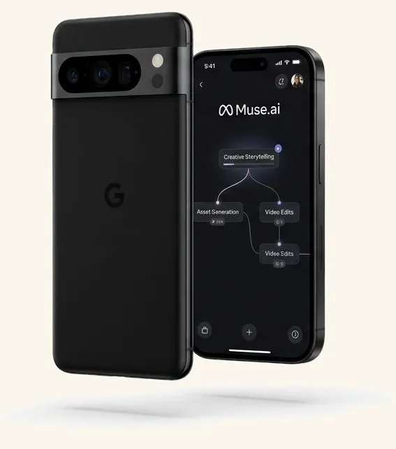 Meta Muse (Muse.ai) running on a Google Pixel and an iPhone